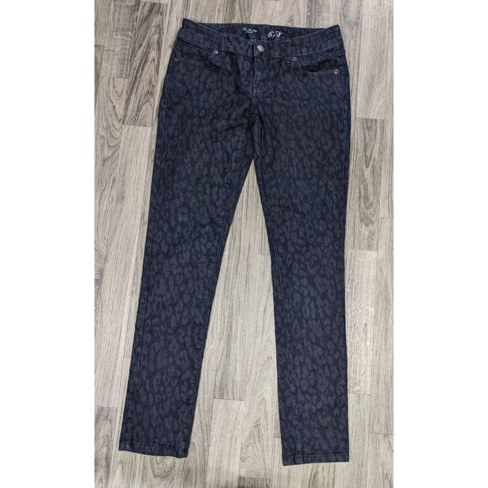 The Limited 678 Pockets Animal Print Skinny Denim Blue Jeans